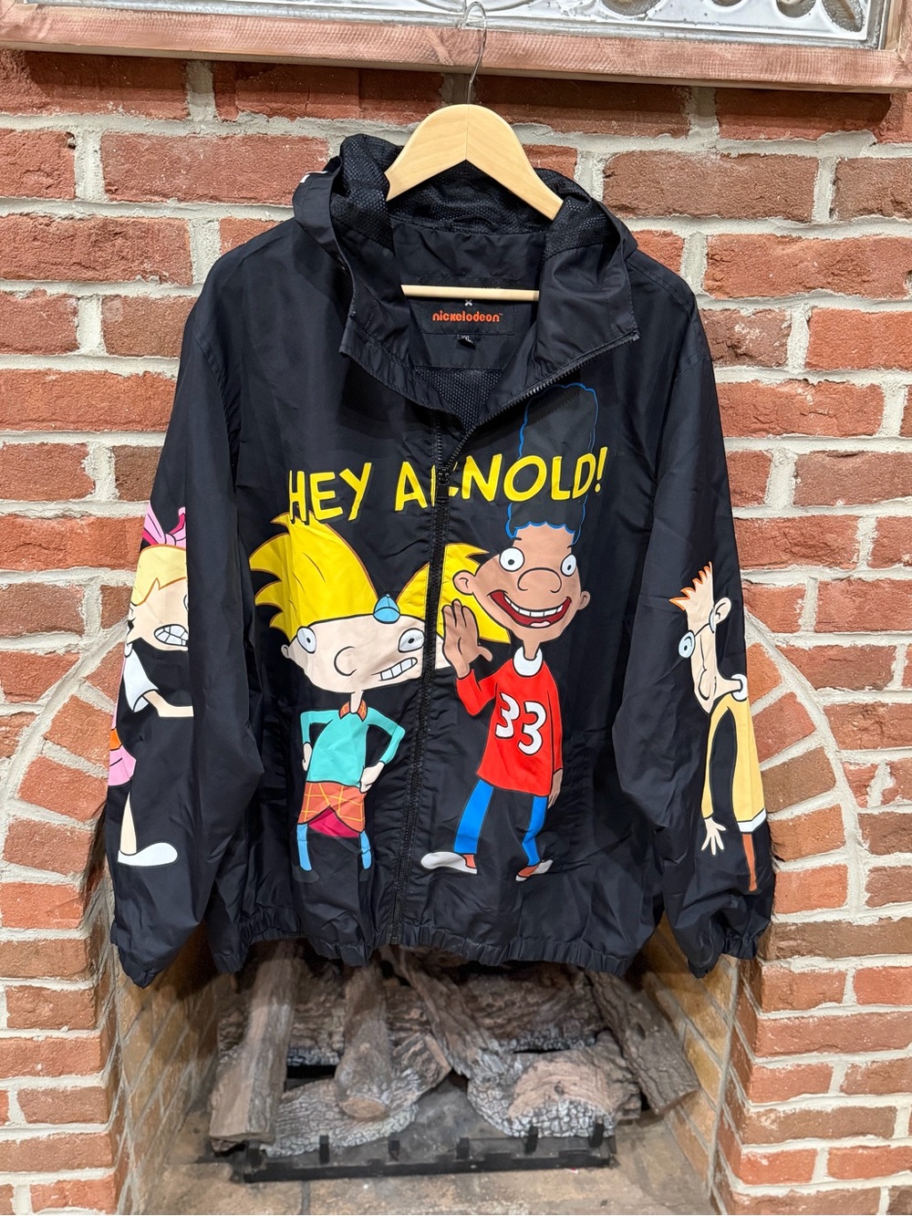 Members Only Black 'Hey Arnold!' Character Hooded Windbreaker